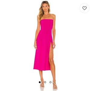 Amanda Uprichard Mandy Midi Dress in Hot Pink